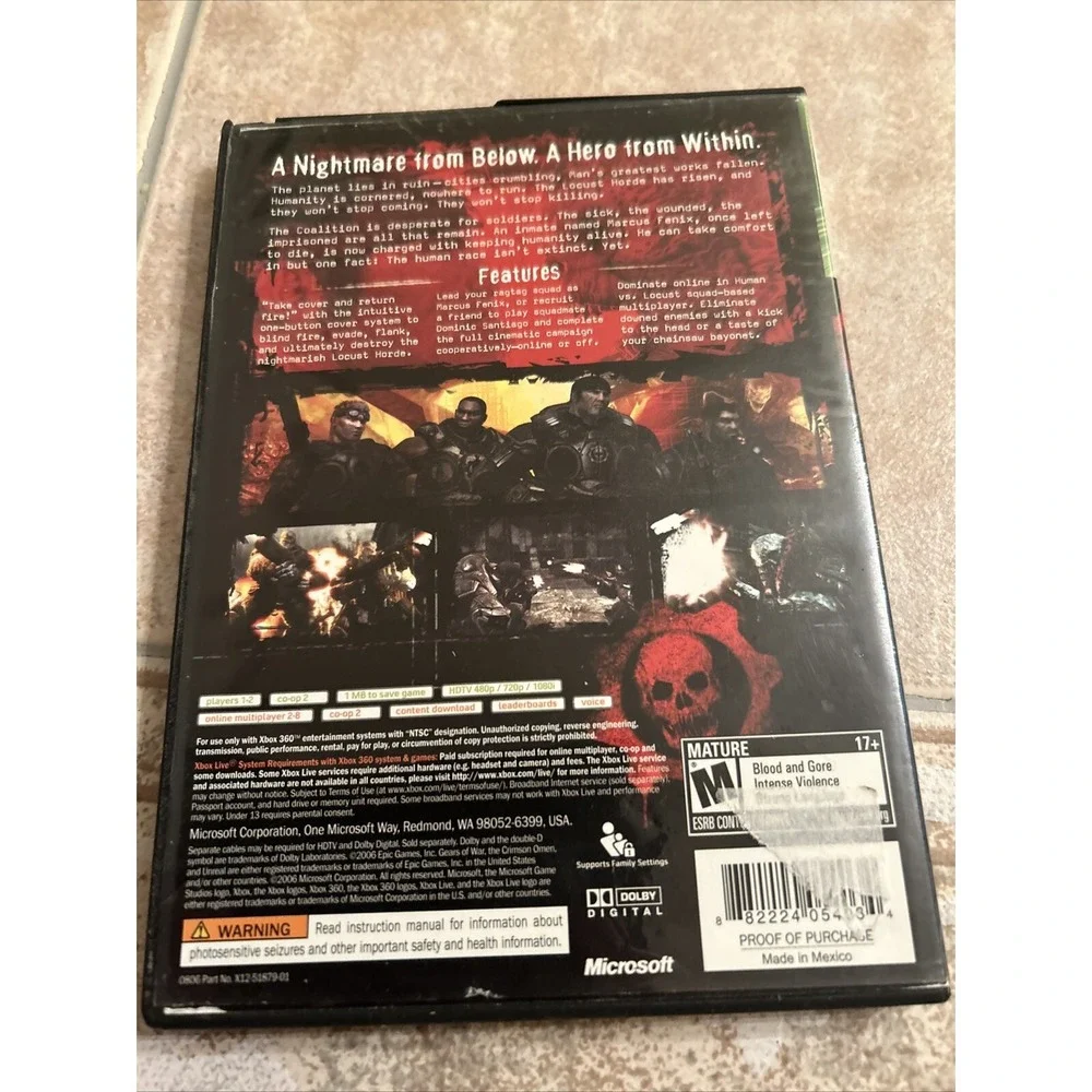 Gears of War Microsoft Xbox 360 2006‎ Video Game
